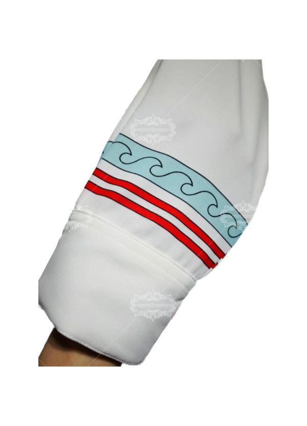 &Aacute;o sơ mi d&agrave;i tay viền s&oacute;ng ven biển | Khu nghỉ dưỡng Retro thường ng&agrave;y m&agrave;u trắng