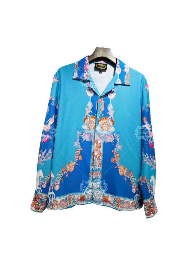 &Aacute;o thun biểu tượng Baroque tương phản m&agrave;u xanh | Ph&ograve;ng trưng b&agrave;y sang trọng