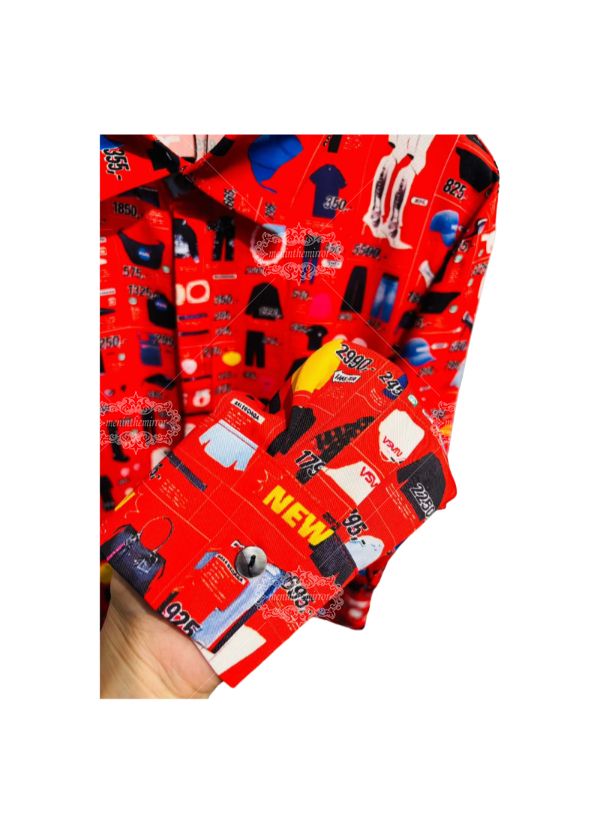 &Aacute;o sơ mi biểu tượng sản phẩm nghệ thuật đại ch&uacute;ng m&agrave;u đỏ | V&ograve;ng cổ giải tr&iacute;