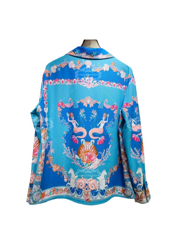 &Aacute;o thun biểu tượng Baroque tương phản m&agrave;u xanh | Ph&ograve;ng trưng b&agrave;y sang trọng