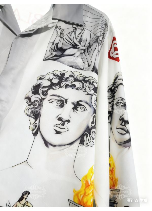 &Aacute;o sơ mi in họa tiết Medusa kiểu Baroque sang trọng | Quần short sang trọng m&agrave;u tối