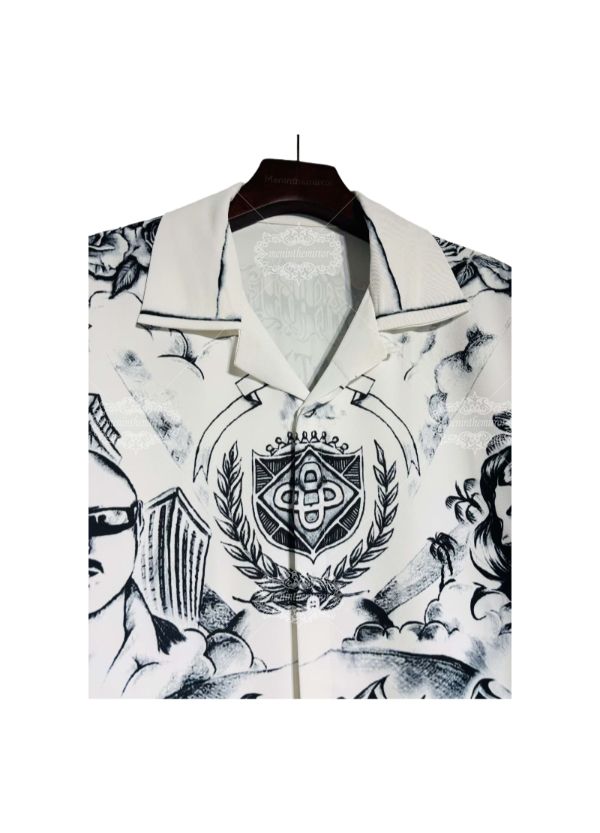 &Aacute;o sơ mi in h&igrave;nh nghệ thuật phong cảnh th&agrave;nh phố | Đồ họa đ&ocirc; thị Dark Luxe D&agrave;i