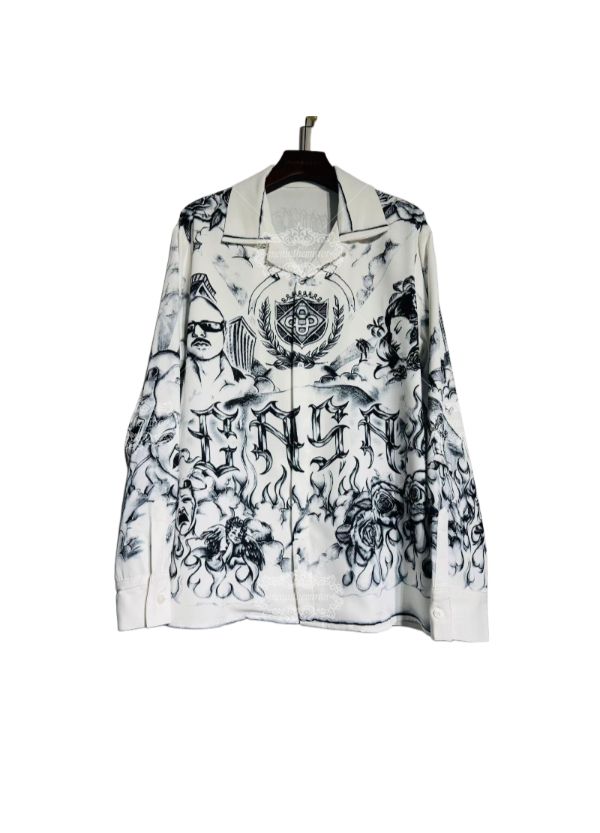 &Aacute;o sơ mi in h&igrave;nh nghệ thuật phong cảnh th&agrave;nh phố | Đồ họa đ&ocirc; thị Dark Luxe D&agrave;i