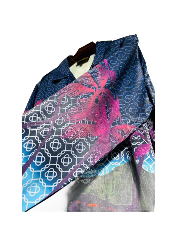 &Aacute;o sơ mi d&agrave;i tay in h&igrave;nh c&acirc;y cọ neon rực rỡ | Trang phục nghỉ dưỡng sang trọng