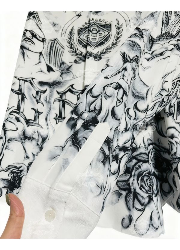 &Aacute;o sơ mi in h&igrave;nh nghệ thuật phong cảnh th&agrave;nh phố | Đồ họa đ&ocirc; thị Dark Luxe D&agrave;i