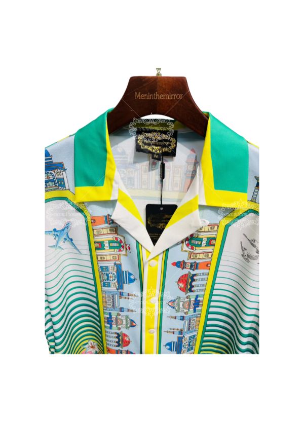 &Aacute;o thun cảnh quan th&agrave;nh phố h&igrave;nh học v&agrave;ng đen | Ph&ograve;ng trưng b&agrave;y sang trọng