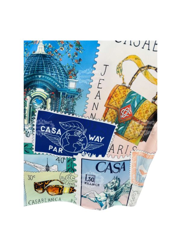 &Aacute;o sơ mi in họa tiết đi&ecirc;u khắc Baroque m&agrave;u xanh nhạt | Khu nghỉ dưỡng Light Luxe ngắn hạn