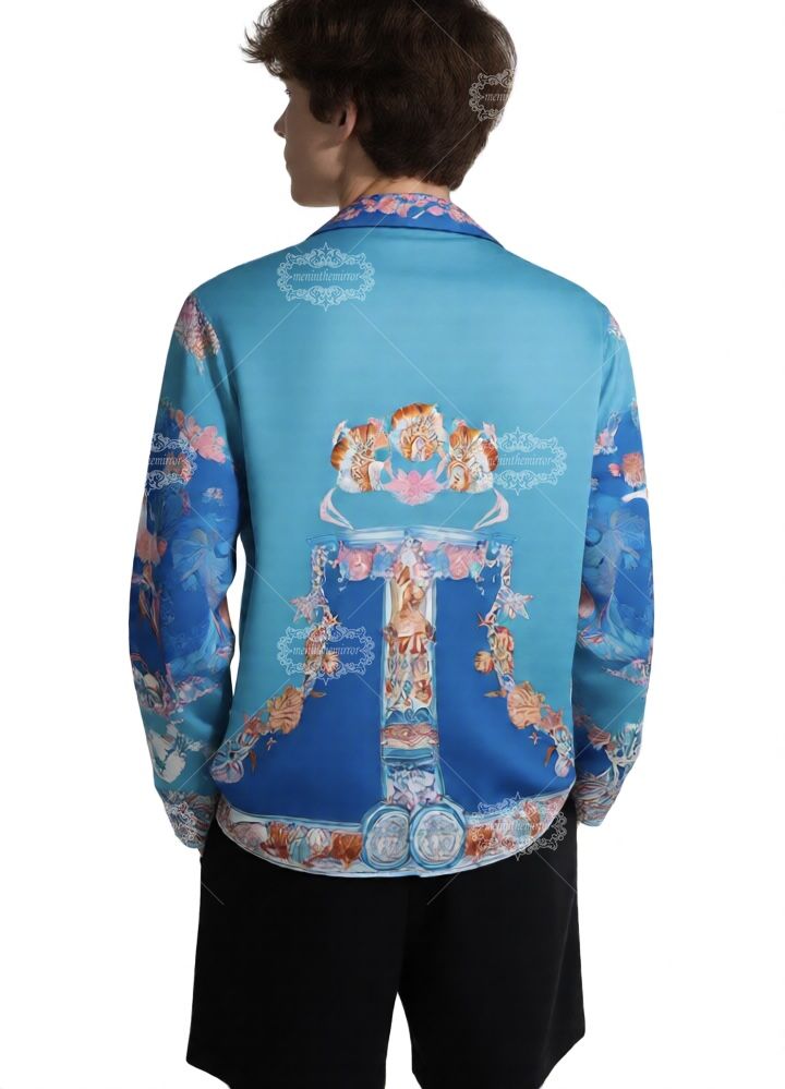 &Aacute;o thun biểu tượng Baroque tương phản m&agrave;u xanh | Ph&ograve;ng trưng b&agrave;y sang trọng