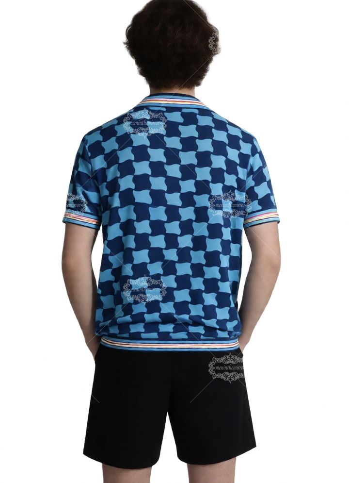 &Aacute;o sơ mi in họa tiết h&igrave;nh học Địa Trung Hải | Khu nghỉ dưỡng kiến tr&uacute;c Aqua Blue