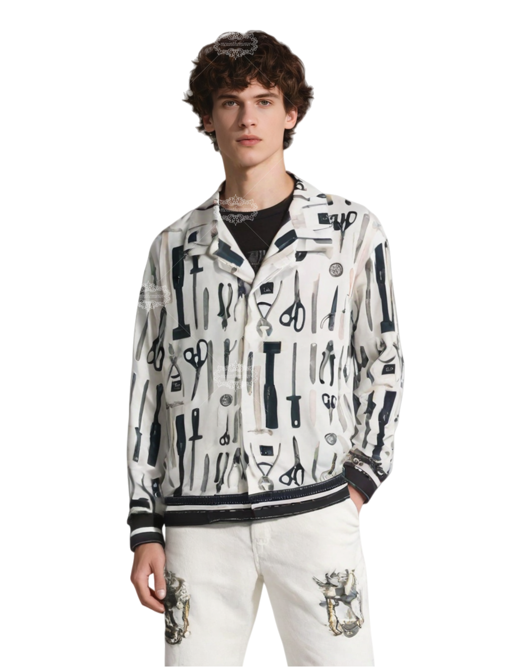 &Aacute;o thun đi&ecirc;u khắc đơn sắc Baroque | Ph&ograve;ng trưng b&agrave;y sang trọng