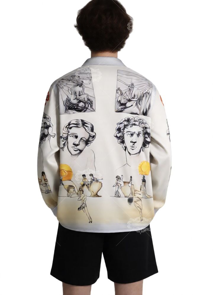 &Aacute;o sơ mi in họa tiết Medusa kiểu Baroque sang trọng | Quần short sang trọng m&agrave;u tối