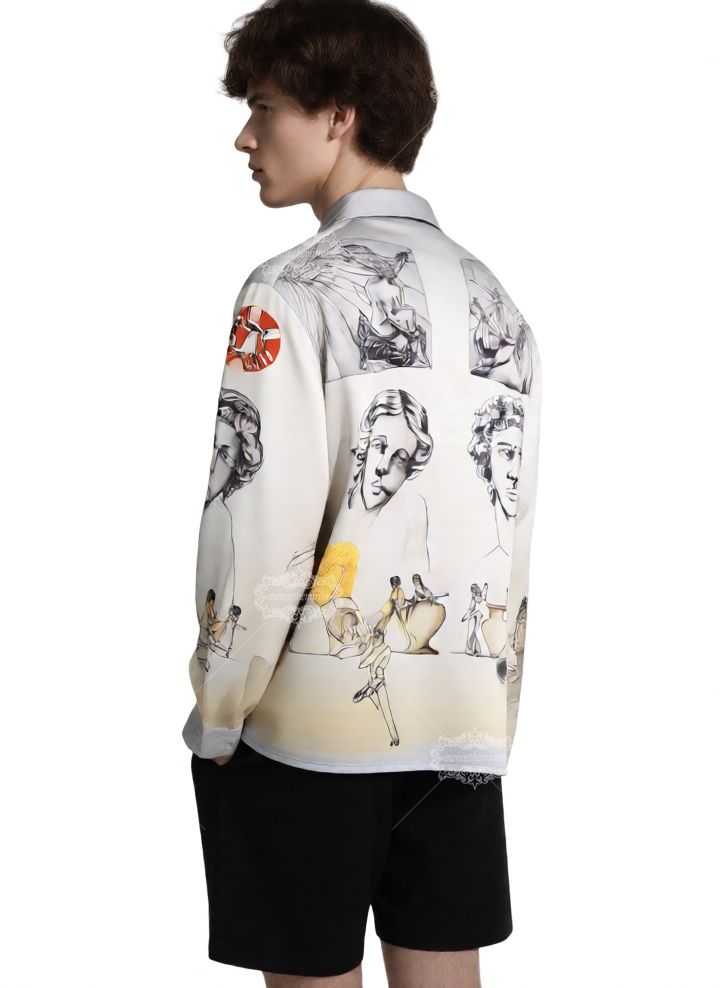 &Aacute;o sơ mi in họa tiết Medusa kiểu Baroque sang trọng | Quần short sang trọng m&agrave;u tối