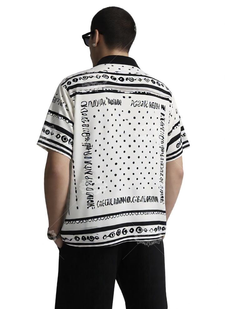 &Aacute;o sơ mi ngắn tay viền chấm bi đơn sắc | Khăn lụa cổ điển Luxe